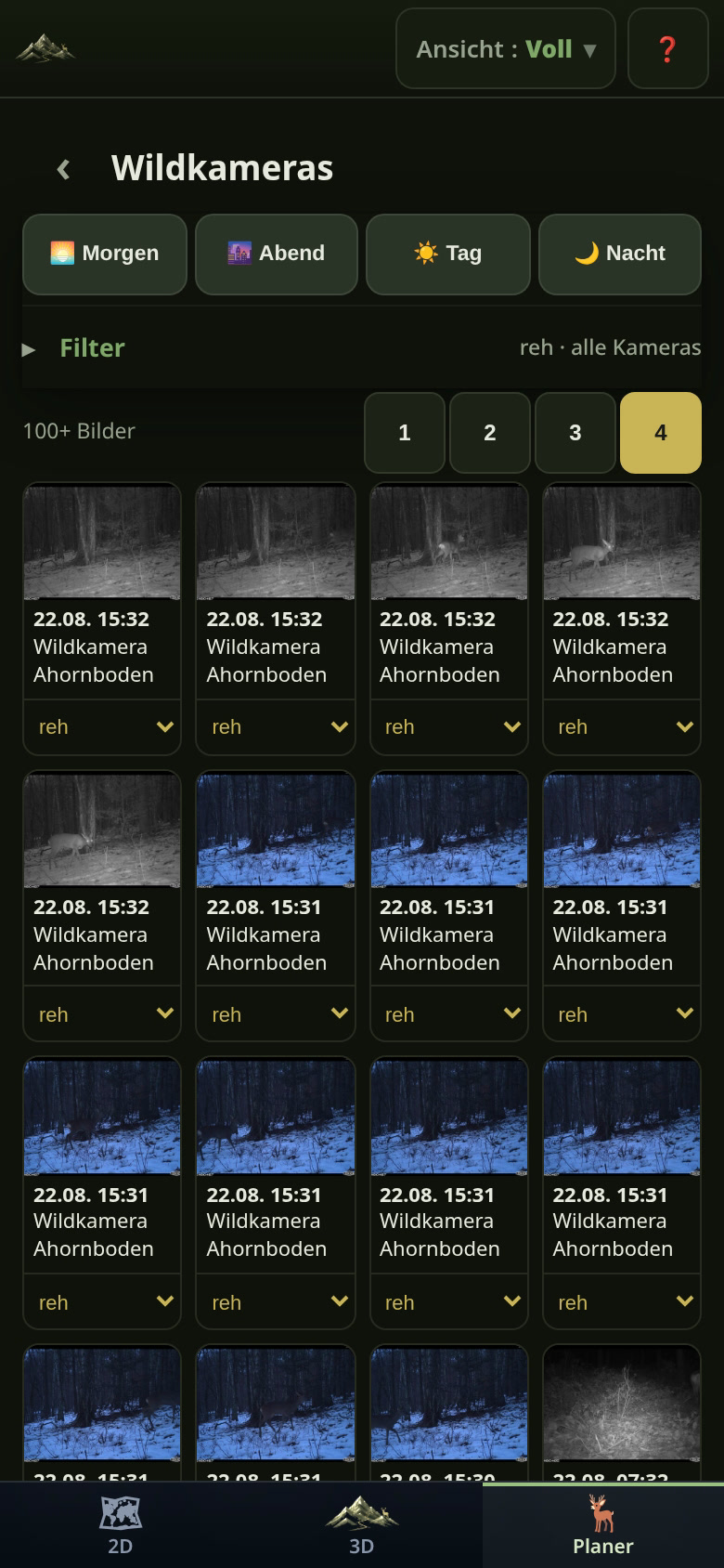Filter by camera, species and category