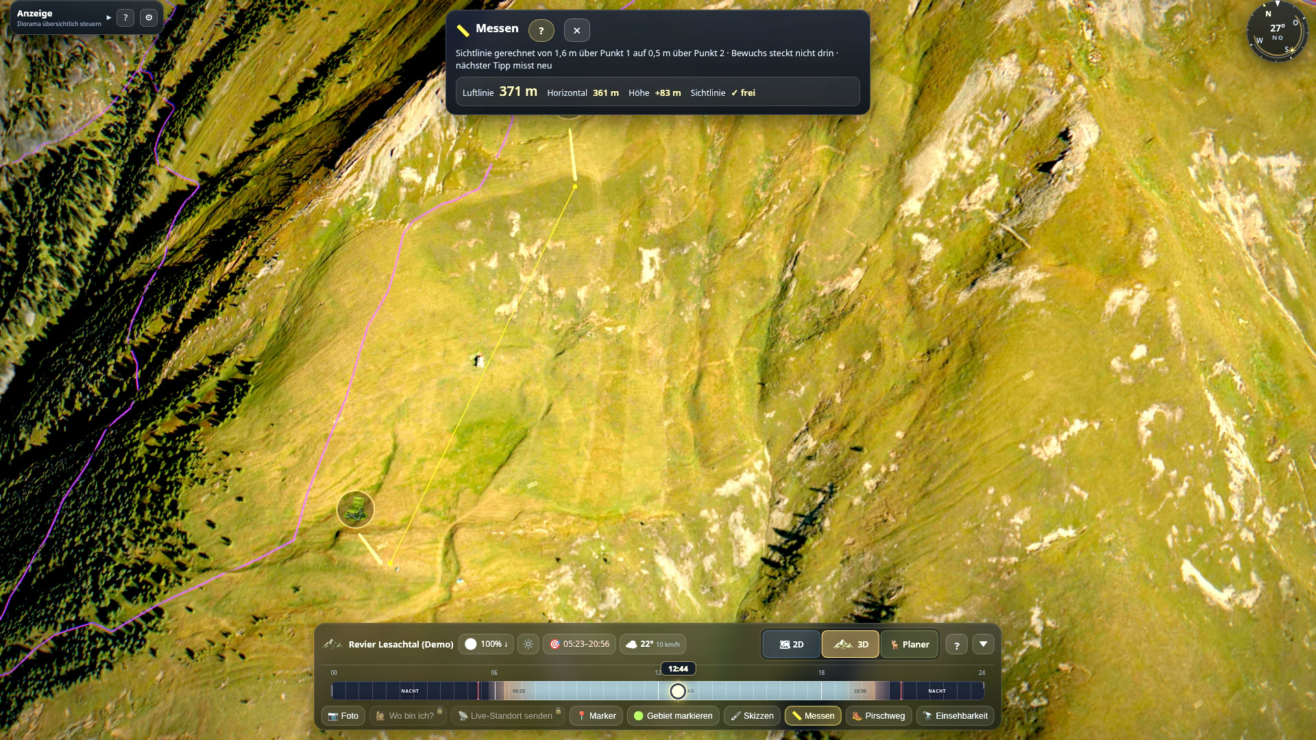 Measure distance and elevation difference