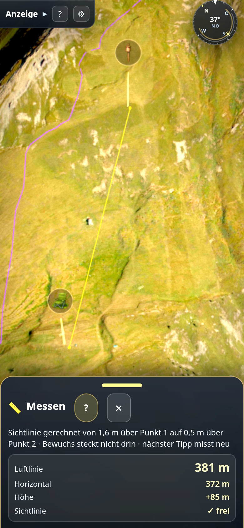 Measure distance and elevation difference