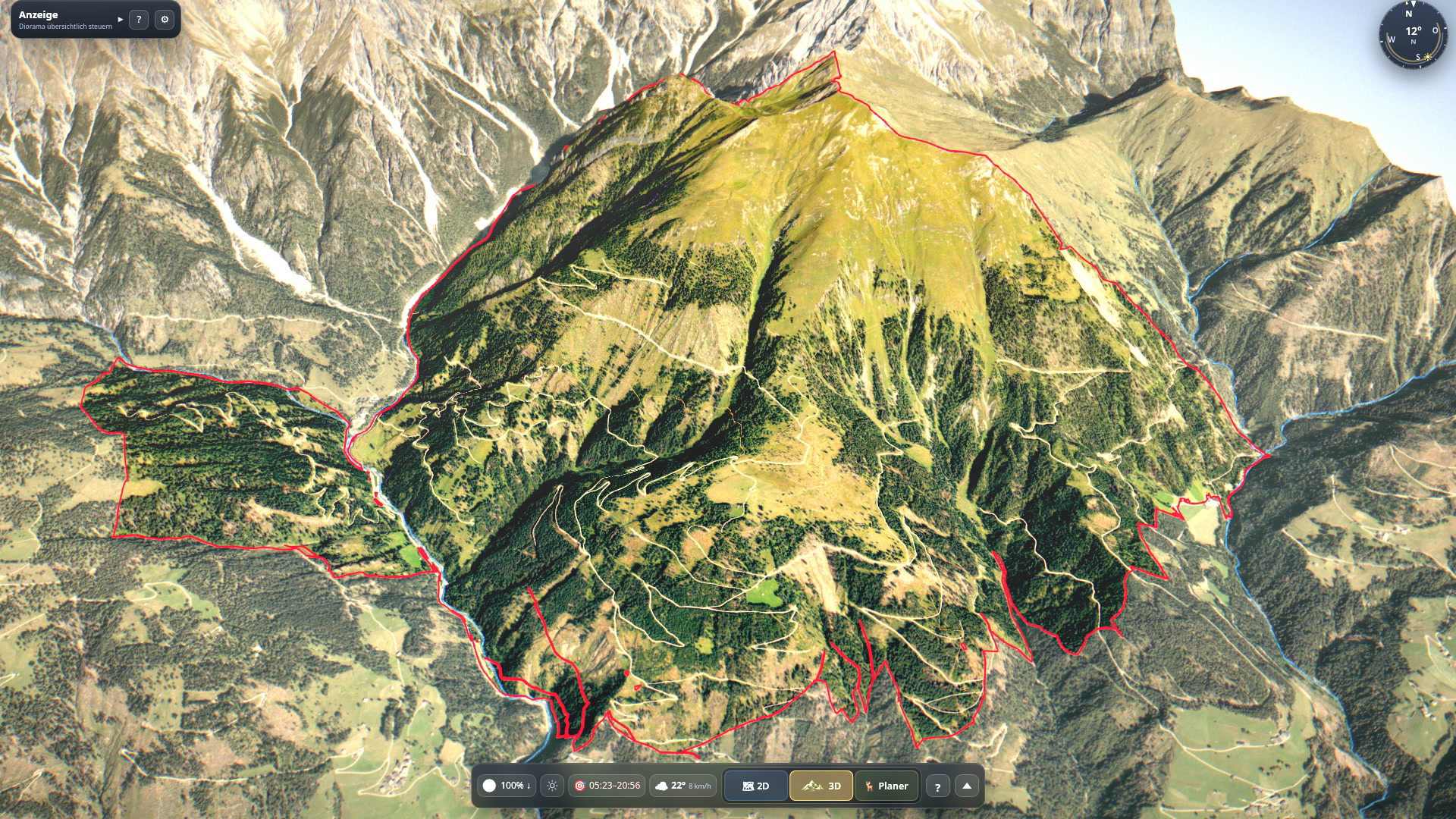 The entire hunting ground at a glance in 3D