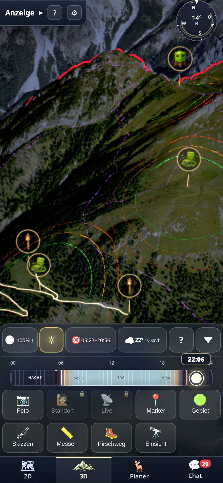 Range rings around hunting stands