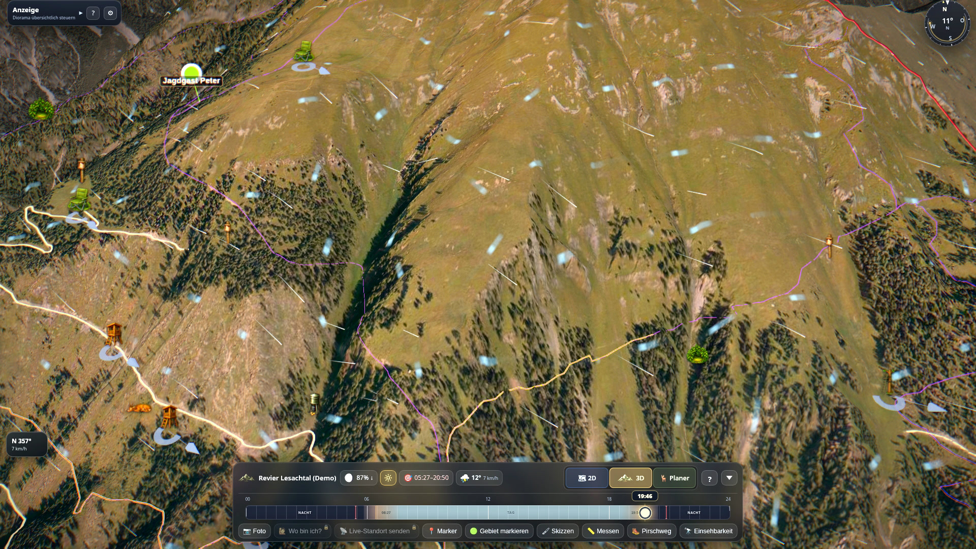 Thermal estimate from time of day, terrain and prevailing wind