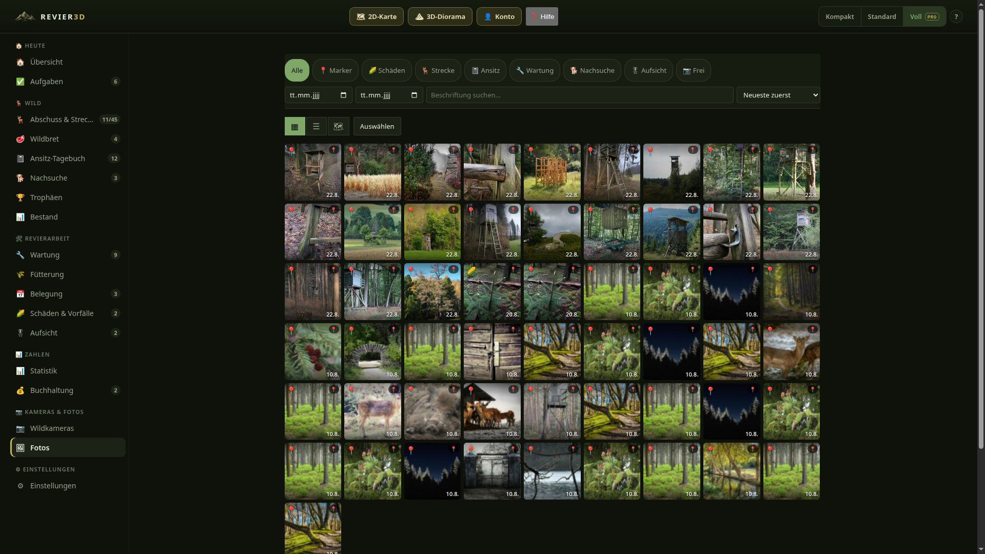 Every ground photo as a grid, list or map