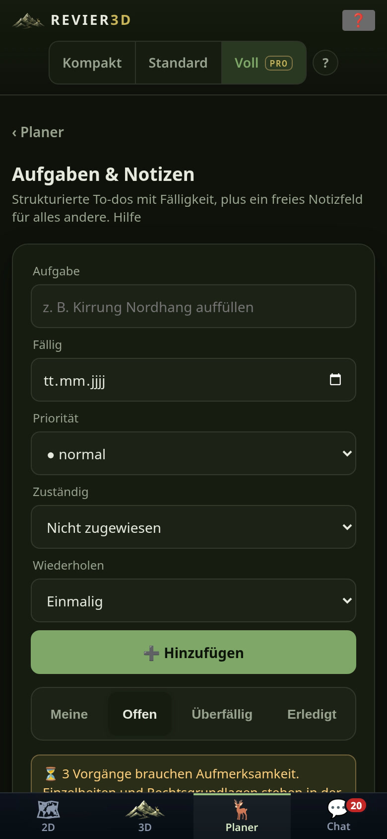 Tasks and notes for the hunting ground